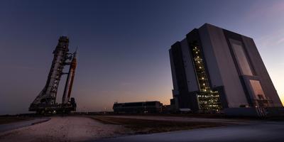 Rollback to the VAB at sunset